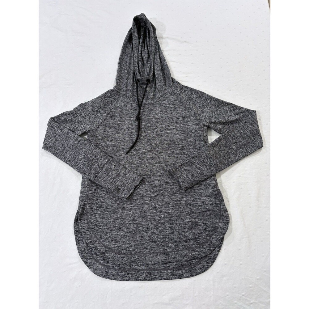 Athleta Uptempo Hoodie Women XS Charcoal Gray Space Dye Long Sleeve Pullover
